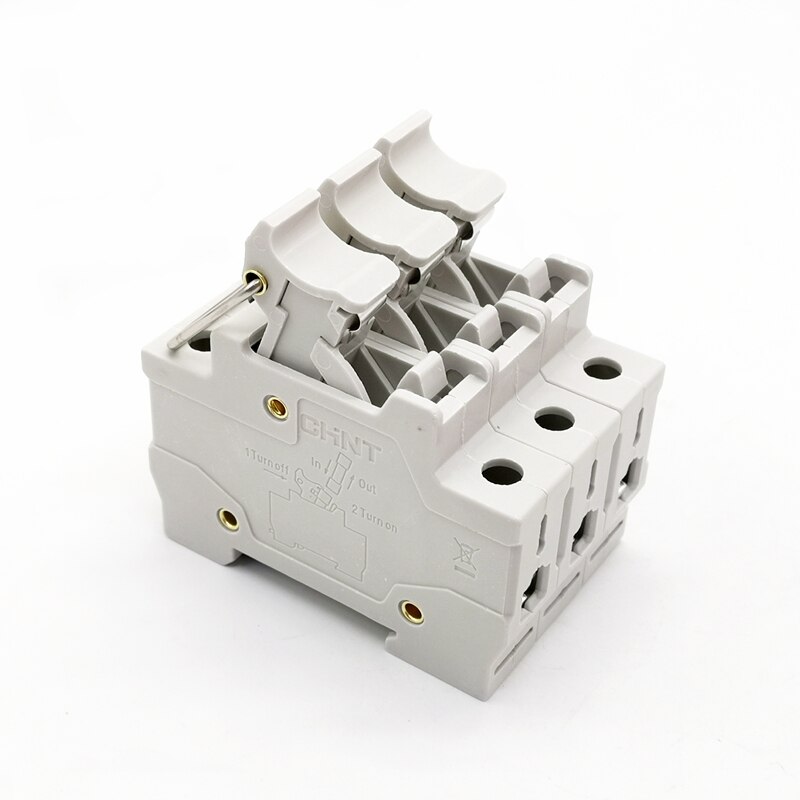 CHINT RT28N-32X 3 Pole DIN Rail Mount Fuse Holder Base with Indicator Light 3P for 10x38mm Fuse