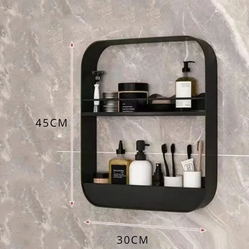 Badezimmerregale, Küche, Wandmontage, Aufbewahrungsregal, stanzfreie Toilettenregale, Organizer, mehrstöckige Toilettenartikel, Kosmetikregale: Weiß