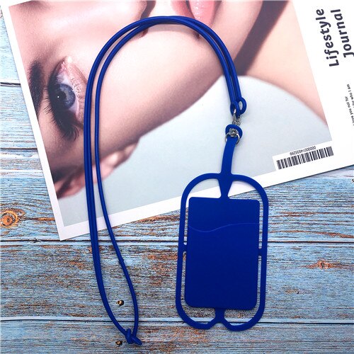 Siliconen Mobiele Telefoon Lanyard Houder Case Cover Universele Telefoon Neck Strap Ketting Sling Voor Smart Mobiele telefoon lanyard voor telefoon: blue