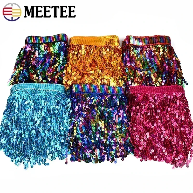 2/5/9 Meter 16 cm Perlen Fransenbesatz Pailletten Nähen Quaste bestickte Fransen Spitzenband Latein Kleid Kleidungsstück Besatzzubehör