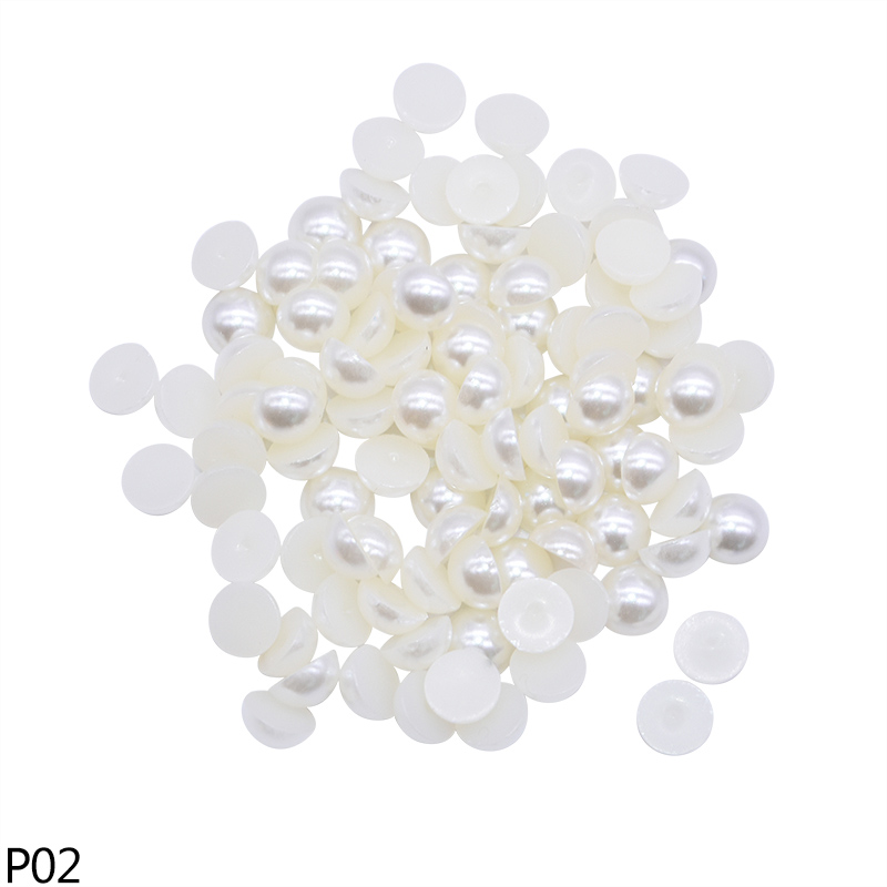 500 pièces 6mm multicolore résine plastique demi ronde perle artisanat Imitation perle perles pour vêtement accessoires filles chapeaux décor: P02