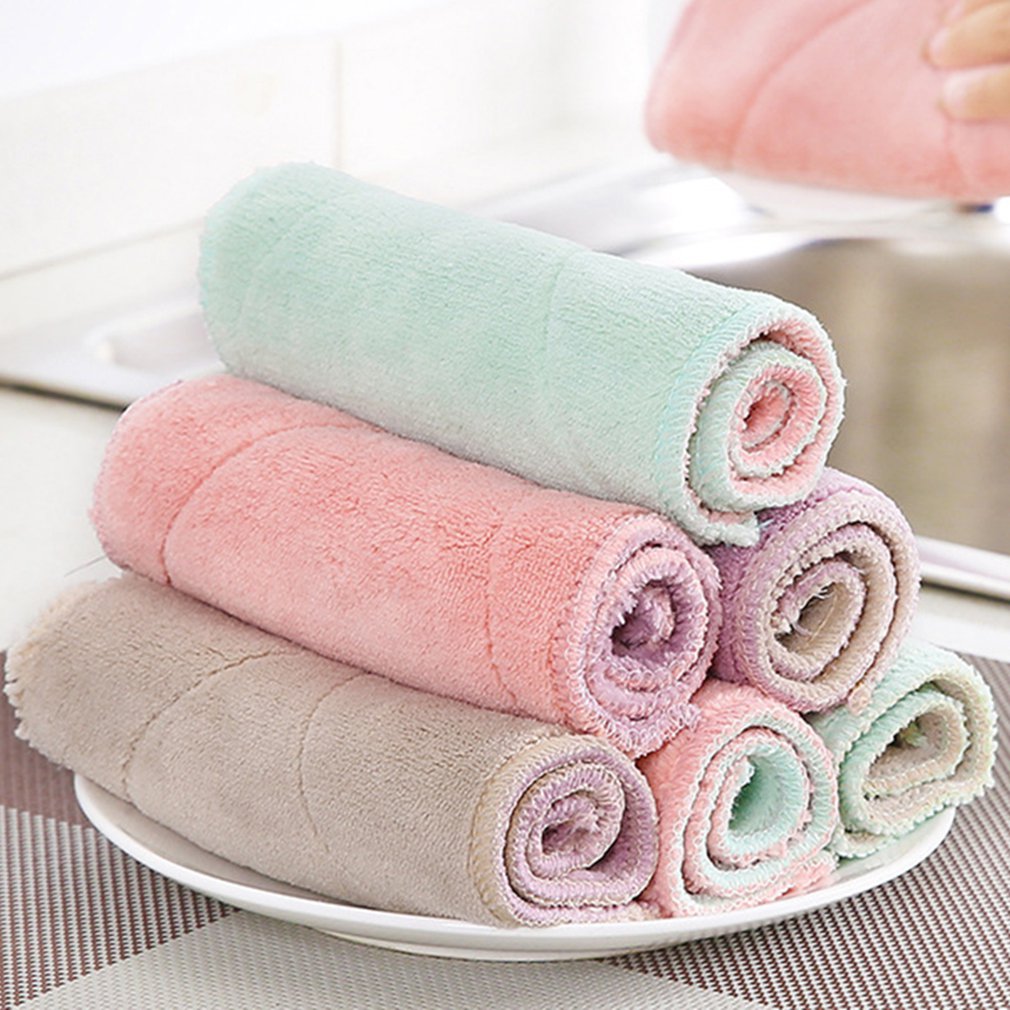 Home Daily Wet And Dry Strong Absorbent Rag Cloth Kitchen Lint-free Oil Thickened Hand Towel Dish Cleaning Cloth