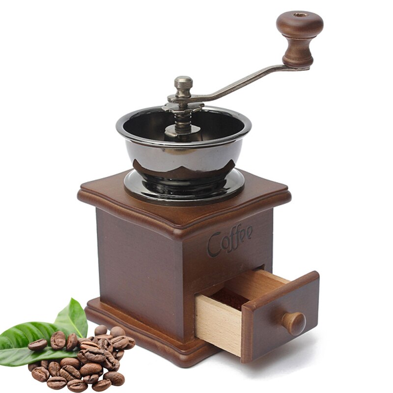 Handkoffiemolen Klassieke Houten Koffiemolen Rvs Retro Koffie Spice Mini Burr Grinder
