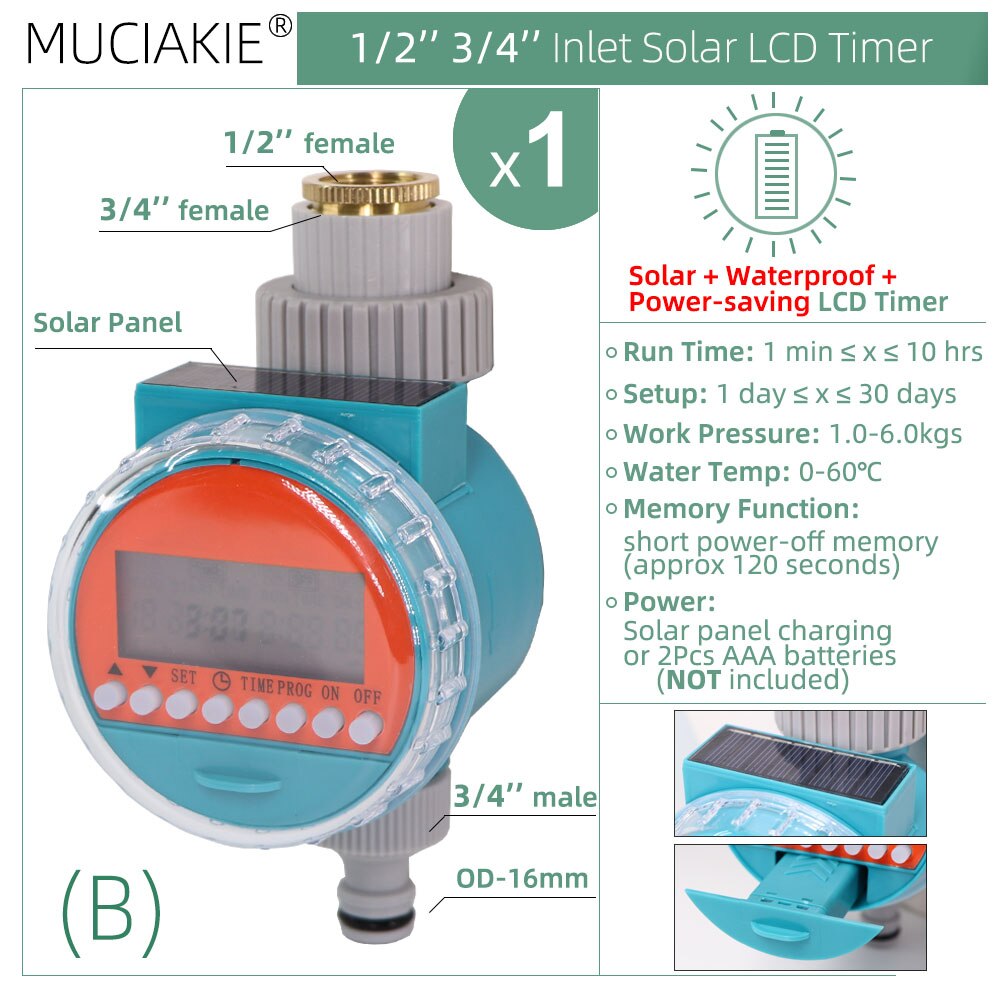 Waterproof Rain Sensor Water Timer LED Display Automatic Electonic Watering Timer Controller Garden Irrigation Plant System: B