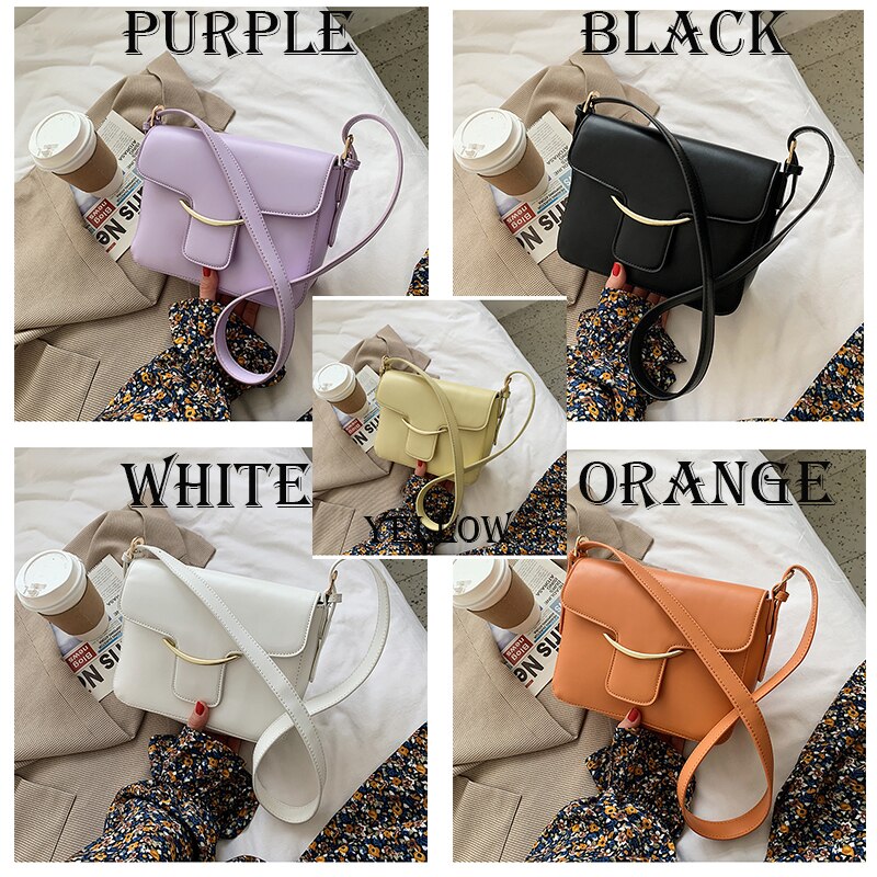 White Crossbody Bags For Women Small Handbag Cute Bag PU Leather Solid Color Hand Bag Ladies Evening Bags