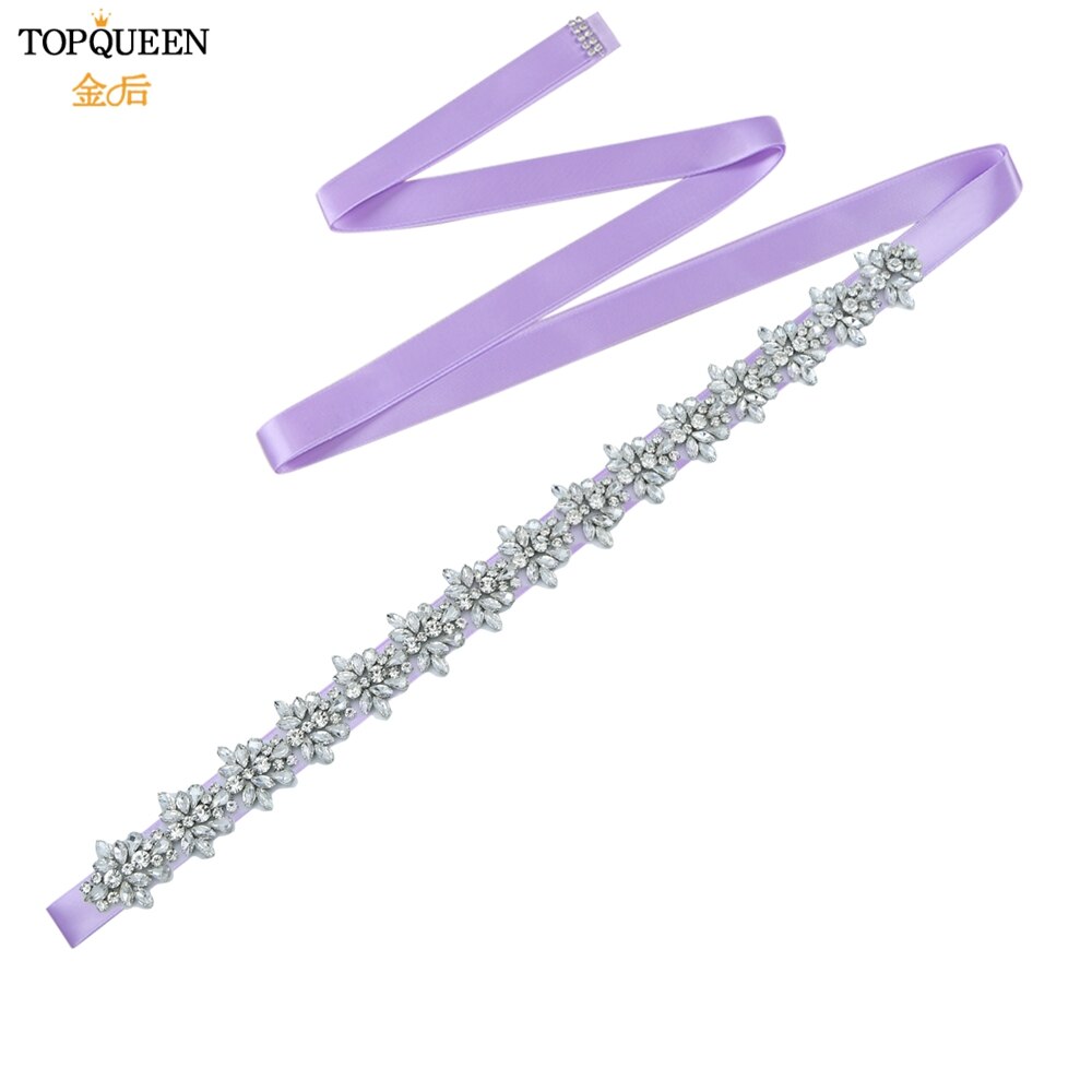 Topqueen s269 faixas de cristal de strass femininas dama de honra festa à noite cinto vestidos de noiva acessórios cintura cintos nupciais: lavender ribbon