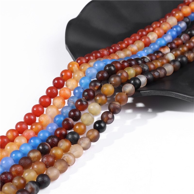 6 8 10mm Natural Raw Mineral Agates Bead Round Coffee Stone Agates Bead Loose Spacer Beads For Jewelry Making DIY Accessories