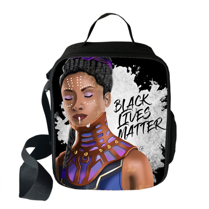 Afro boys girls print insulated lunch bag for kids black lives matter food cooler lunch box American Africa BLM Portable Bag