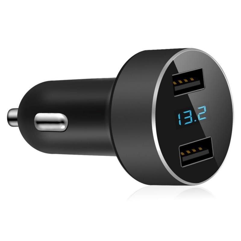 Podwójna ładowarka samochodowa USB szybka ładowarka adapter zapalniczki dla iPhone Xiaomi Redmi Huawei Samsung android telefon ładowarka samochodowa wyświetlacz doprowadziło