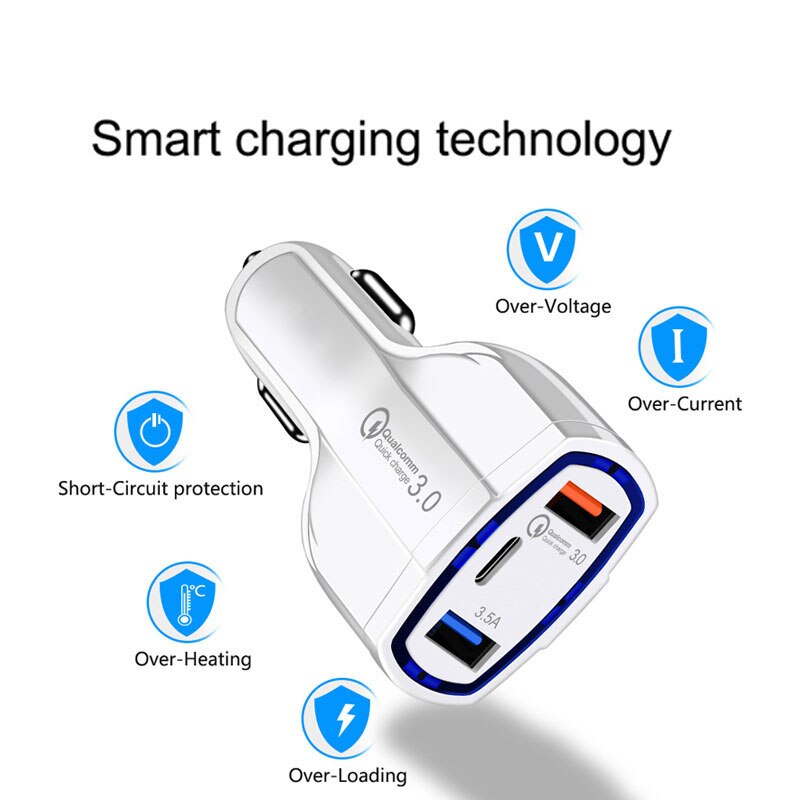 Mini Usb Car Charger Type C Voor Mobiele Telefoon Tablet Gps 3.5A Fast Charger Auto-Oplader Dual Usb Auto telefoon Oplader Adapter In Auto