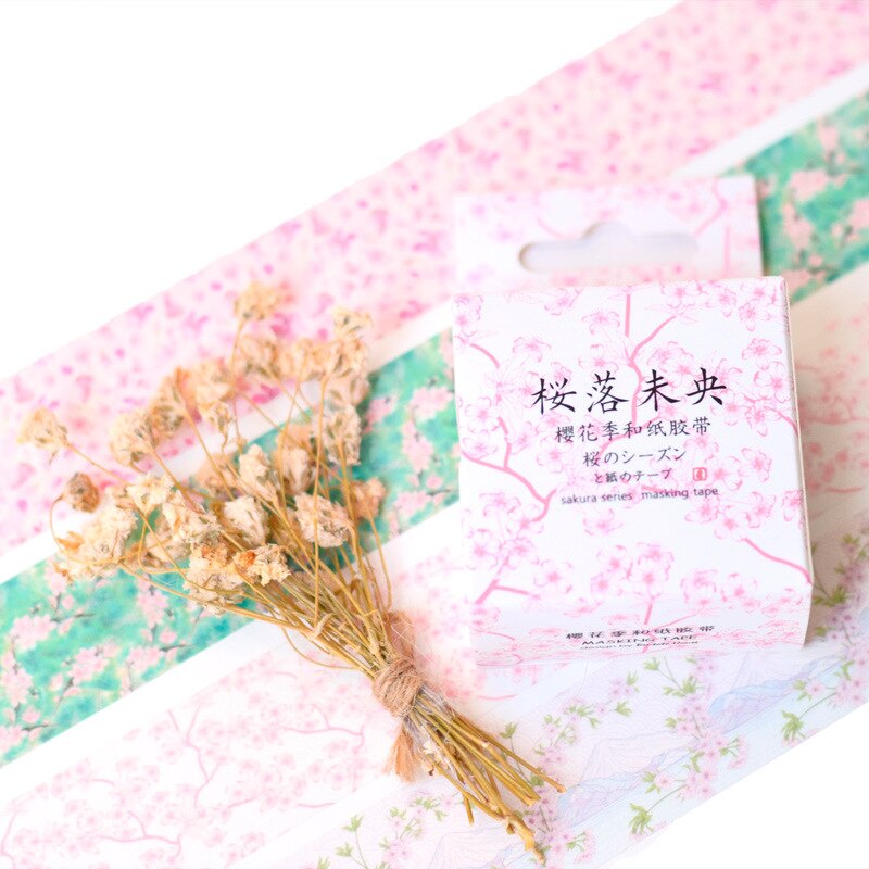 Söt körsbärsblomning säsong japansk washi tejp papper gör-det-själv dekor scrapbooking planerare självhäftande maskeringstejp kawaii brevpapper