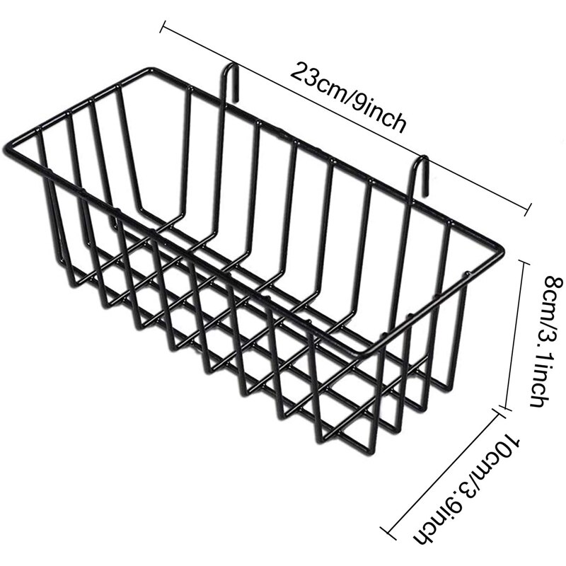 2 Stuks Opknoping Mand Rechte Plank Bloempot Display Houder Voor Draad Muur Grid Panel, Brood Mand Ijzeren Rek