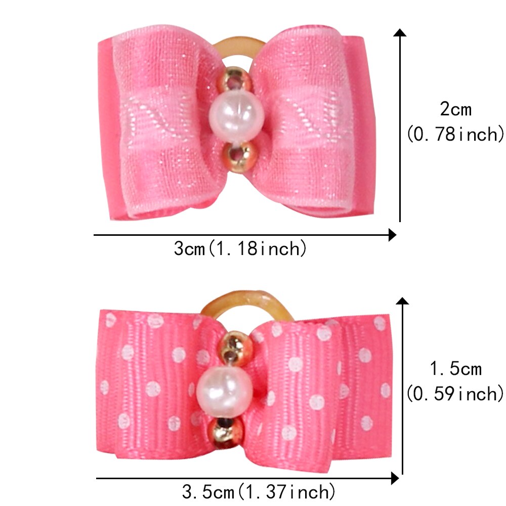100Pcs Kleine Puppy Hond Kat Haarelastiekjes Met Strass Gemengde Patronen Hond Grooming Accessoires Voor Kleine Honden huisdier Producten