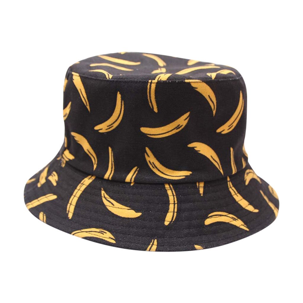 25# Adult Unisex Cap Banana Print Outdoor Sun Travel Casual Pot Bucket Hat Spring Outdoor Sunscreen fisherman hat Caps: A