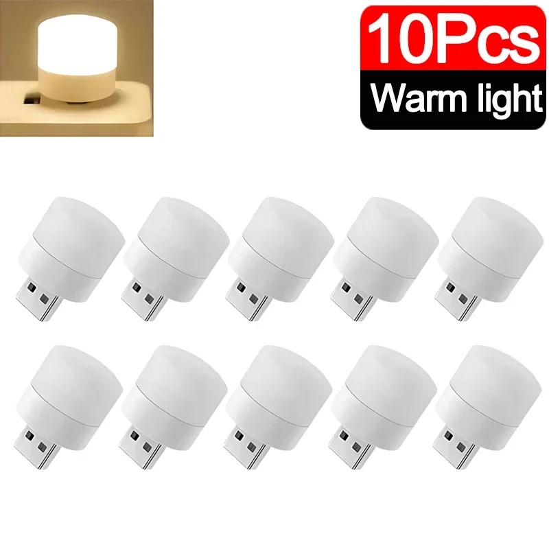 Mini bombillas de luz nocturna USB protección ocular blanca cálida luz de lectura de libros enchufe USB PC lámpara LED de carga de energía móvil: Rojo rosado