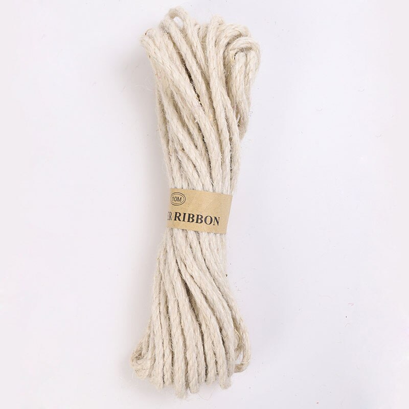 10 Meters Colorful Twisted Cord Jute Rope 6mm DIY Basket Twine Burlap String Party Decor Wrapping Handmade Craft: White