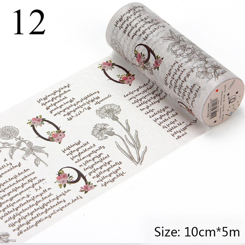 Retro engelsk tidning washi tejp vintage bred maskeringstejp dekorativ tejp klistermärke scrapbooking dagbok brevpapper: 12
