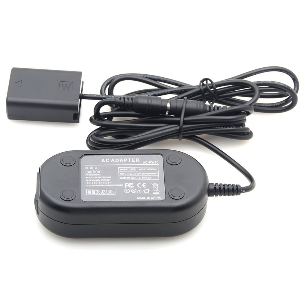 NP-FW50 Dummy Battery Full Decoding DC Coupler External Power Supply with AC-PW20 Charger Adapter for Sony A6000 A6300 A6500