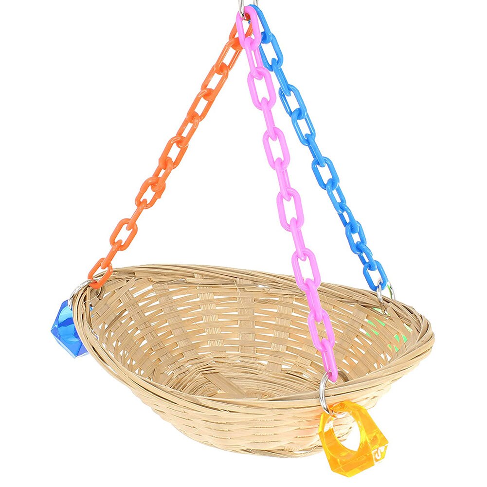 Birds Swing Wooden Parrot Swing Nest Toys Reusable Birds Hanging Toy for Squirrel Finches Parrot Round Shape Hanging Swings: Default Title