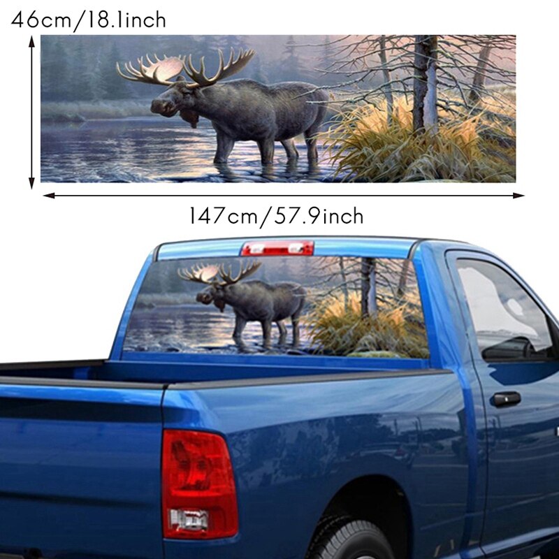 Elk Rendier Voor Truck Jeep Suv Pickup 3D Achter Voorruit Decal Sticker Decor Achterruit Glas Poster 57.9X18.1 inch