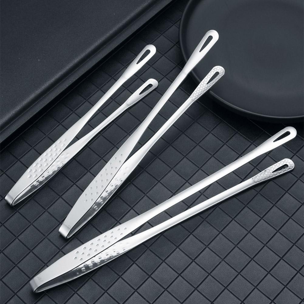 Steel Food Tongs Long Handle Non-slip Barbecue Tongs Steak Access Tools Clamp Pastry Kitchen Bread Cooking Tongs Clip T0e0