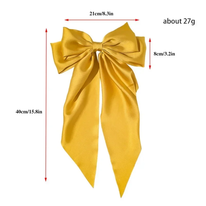 1 Uds. Cinta de satén de Color sólido, lazos grandes, horquilla, Clips de primavera, accesorios para el cabello para mujeres y niñas, sombreros coreanos de de verano 2023