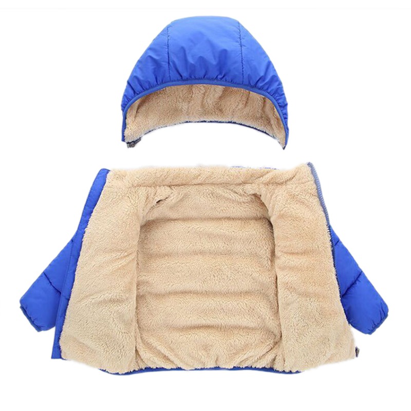 Kids Winter Warm Jacket Children Plus Velvet Cotton Coat Toddler Girls Boys Solid Outerwear Children's Clothing