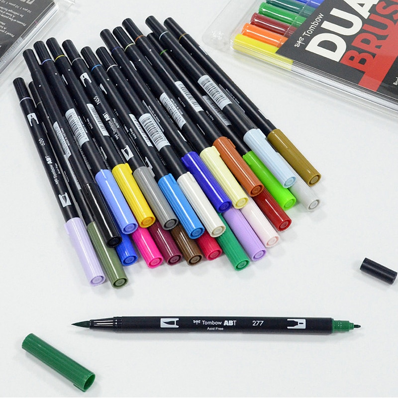 japan tombow pensel penn kunst markører sett glatt akvarell tegning markør penner farge kalibrering bokstaver dobbel børstepenn abt