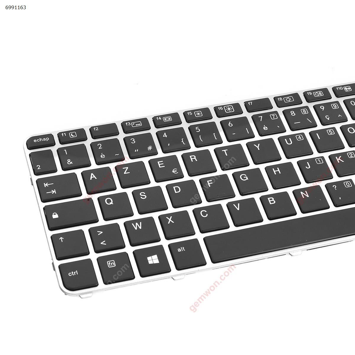 Clavier français AZERTY pour HP EliteBook 745 G3 G4, 840 G3 G4, 848 G3 G4, cadre argenté, touche noire sans rétro-éclairage ni pointeur,