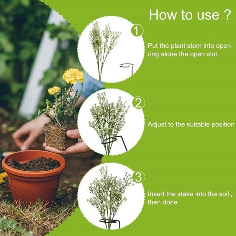 Garden Support Stake Ring Metal Garden Plant Supports Single Stem Shrub Holder for Plants Rose Flowers
