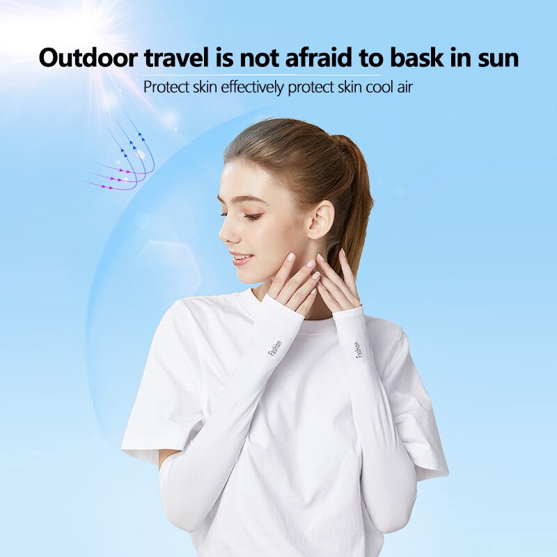 1 Pair Outdoor Cycling Riding Sun Protection Ice Silk Arm Sleeves Bicycle Arm Support Protector Hand Sleeve Cover Cooling Sleeve