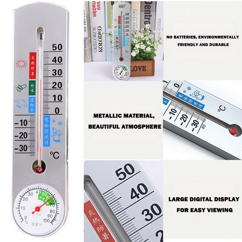 Termómetro para colgar en la pared de 22cm herramienta de medida de temperatura para interiores y exteriores, jardín, casa, garaje, Oficina