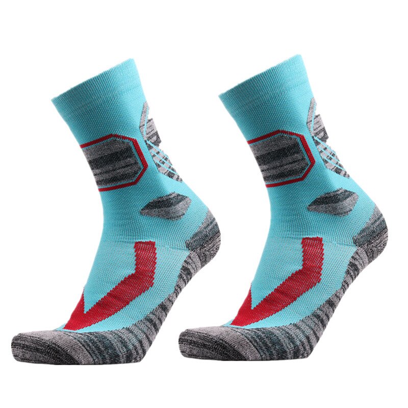 Mannen Vrouwen Winter Warm Ski Sokken Outdoor Wandelen Fietsen Sport Sok Dikker Snowboard Ademend Thermosocks Katoen Skiën Sokken: sky blue
