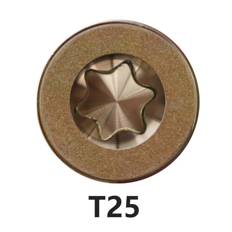 100 stk 35/45/60/80mm trebearbeidingslommehullskruer  t25 torx selvgjengende skruer dekkskrue trebindingsskruer til hardtre