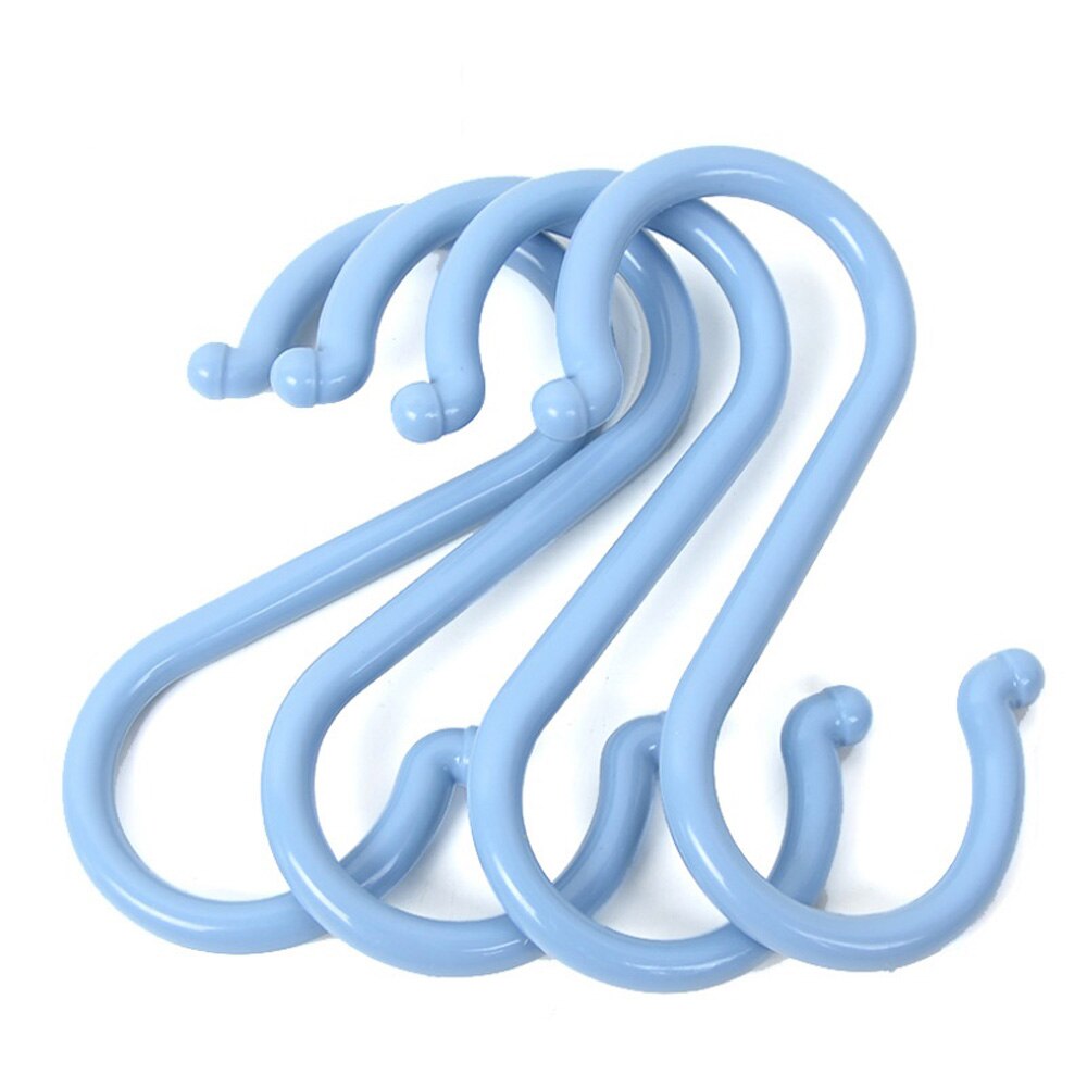 S Hook Key Hanger Clothing Store Organizer Closet Hanging Long Display Hooks no-hurt Kitchen Hooks Bathroom Organizer: 4Pcs Blue L