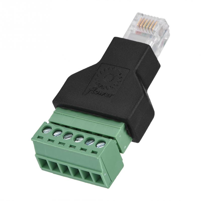 1Pcs Ethernet RJ12 6P6C Male to 6 Pin Screw Terminals Adapter Connector