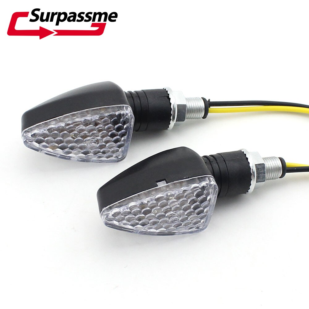 2 uds. LED amarillo Universal para motocicleta, luces de señal de giro, indicadores, lámpara intermitente, accesorios de luz diurna para motocicleta