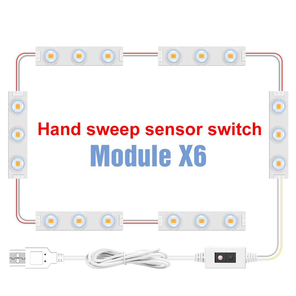 LED Makeup Mirror Light Bulbs USB 12V Hollywood Vanity Mirror With Light Makeup Dressing Table Lighting Dimmable LED Wall Lamp: Type-B-Hand Sweep-6