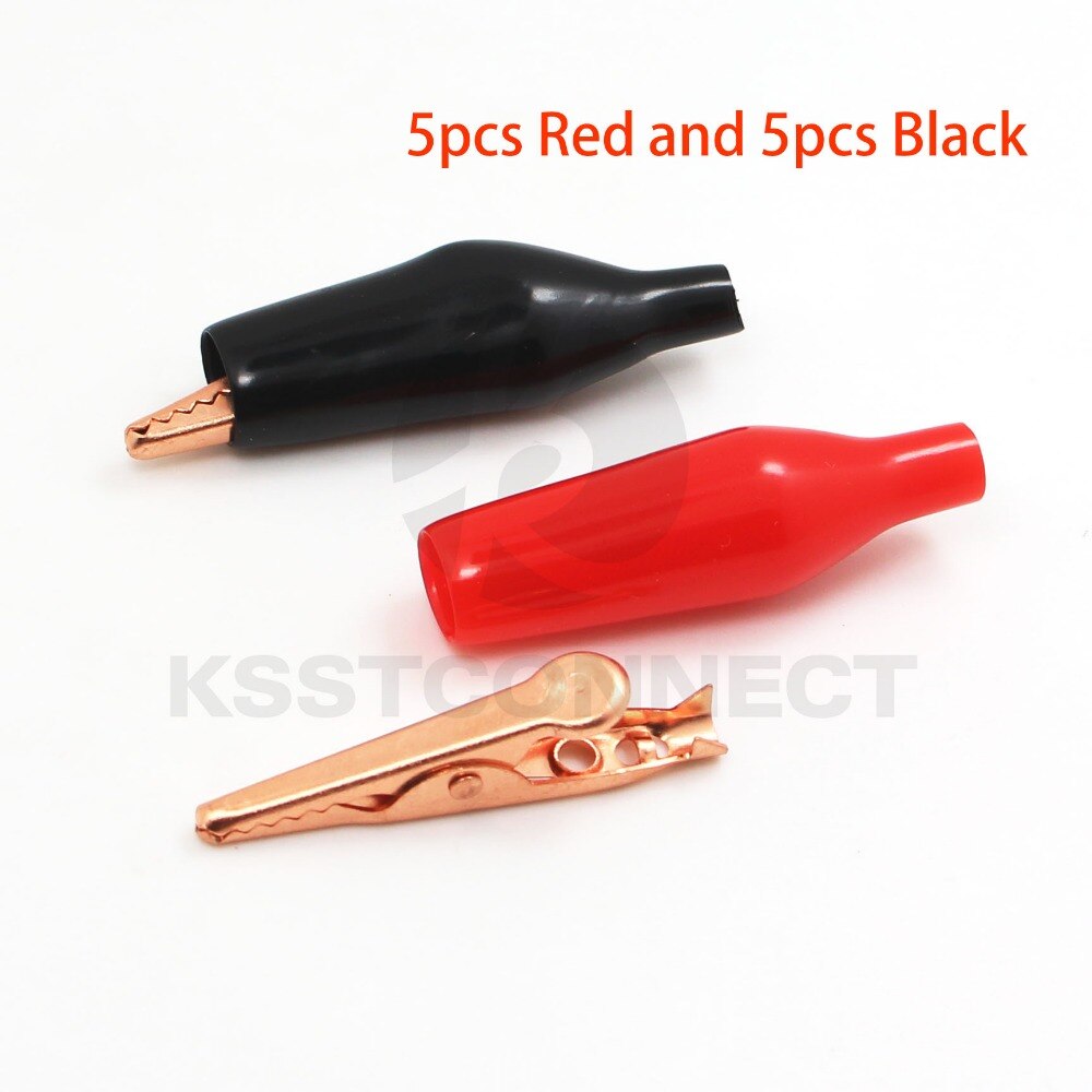 CC470Y 10pcs Electrical Clamp Tester Probe 10A 43mm Alligator Clip Cable Wire Battery Crocodile Clips