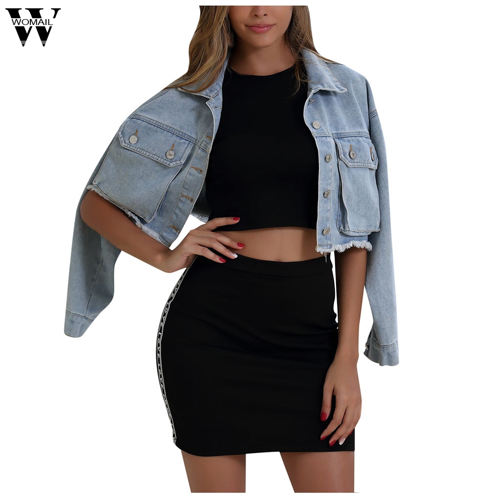 Womail Denim Jackets Blue Autumn Denim Jackets for Women Jeans Single Breasted Denim Coats Female Feminine Clothing Outwear