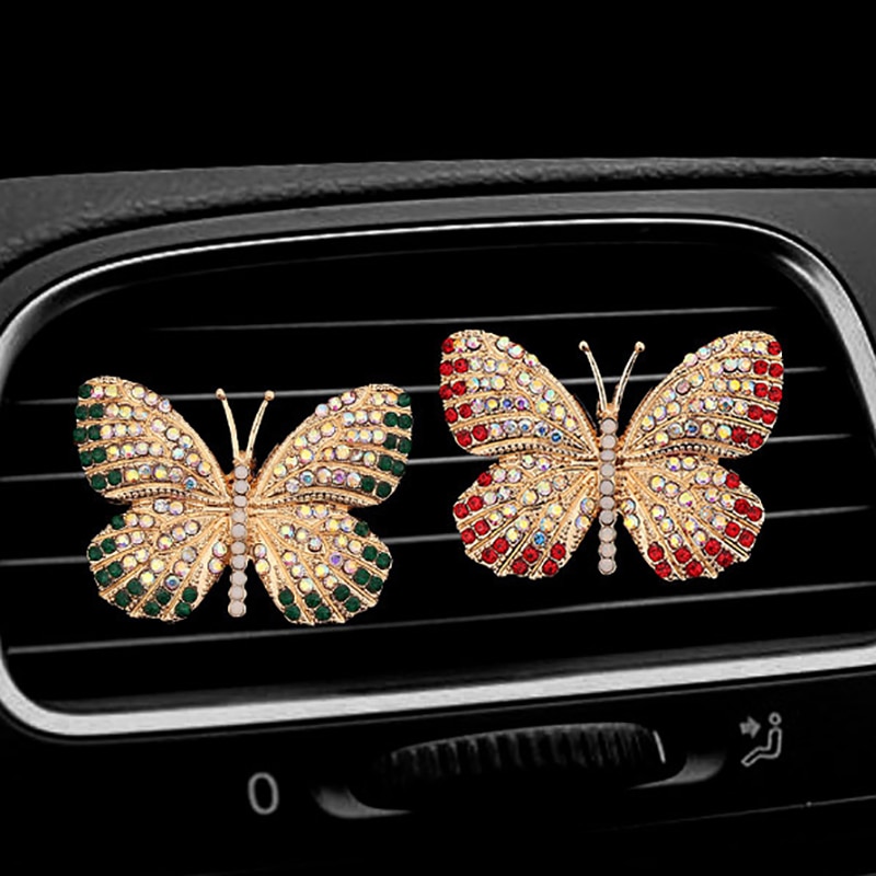 Diamant Vlinder Auto Luchtverfrisser Auto Outlet Parfum Clip Ornament In Auto Diffuser Bling Auto Accessoires Interieur Decor