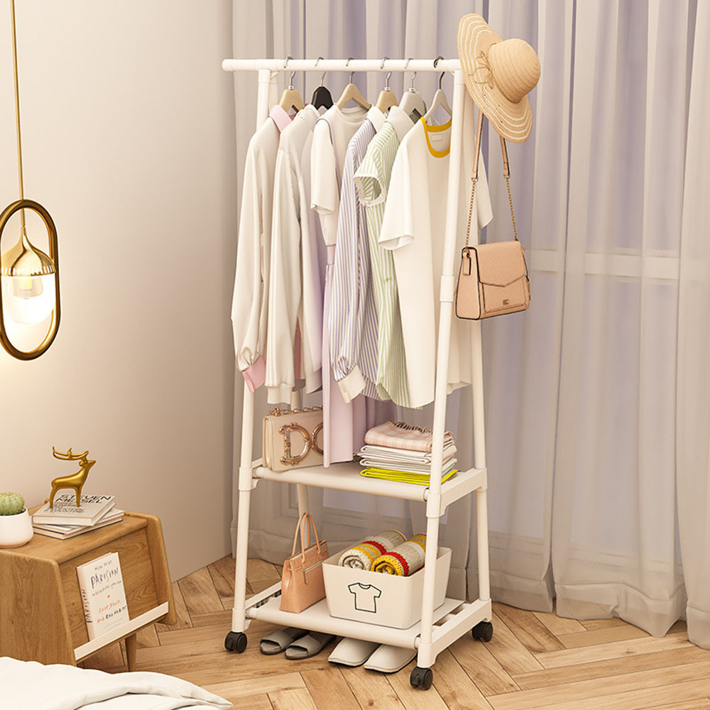 Clothes Rack Triangle Pulley With Wheels Hangers Coat Rack Living Room Bedroom Furniture Hangers Floor-Standing Clothes Racks