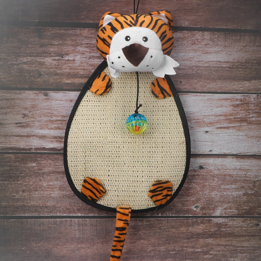 SchöNe Sisal Teppich Tiger Puppe Katze kratzen Pad Schleifen Klaue Matte Schutz Kratzer matt Katze Interaktive Spielzeug mit Glocke