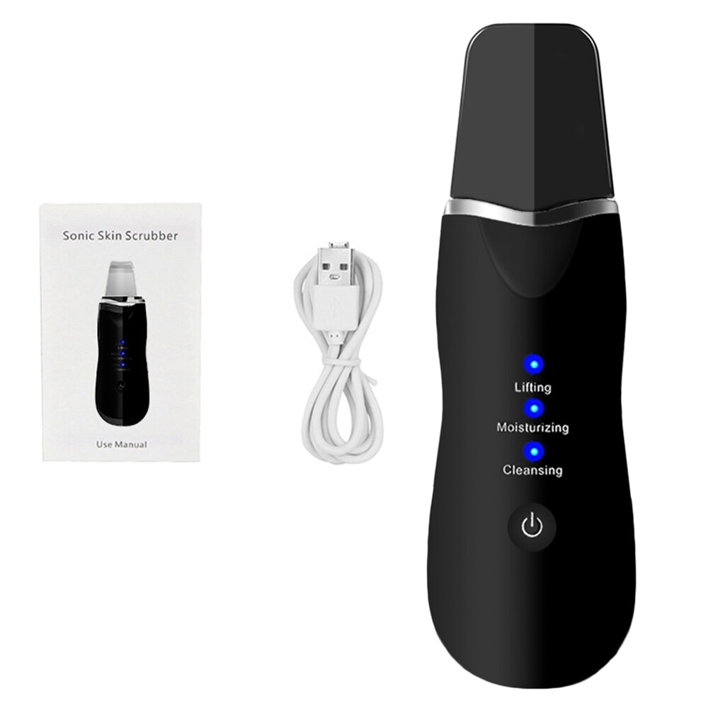 Vibrate Deep Face Cleaning Machine Skin Scrubber Remover Reduce Wrinkles Facial Whitening Lifting+Tool Nano Facial Sprayer: Black