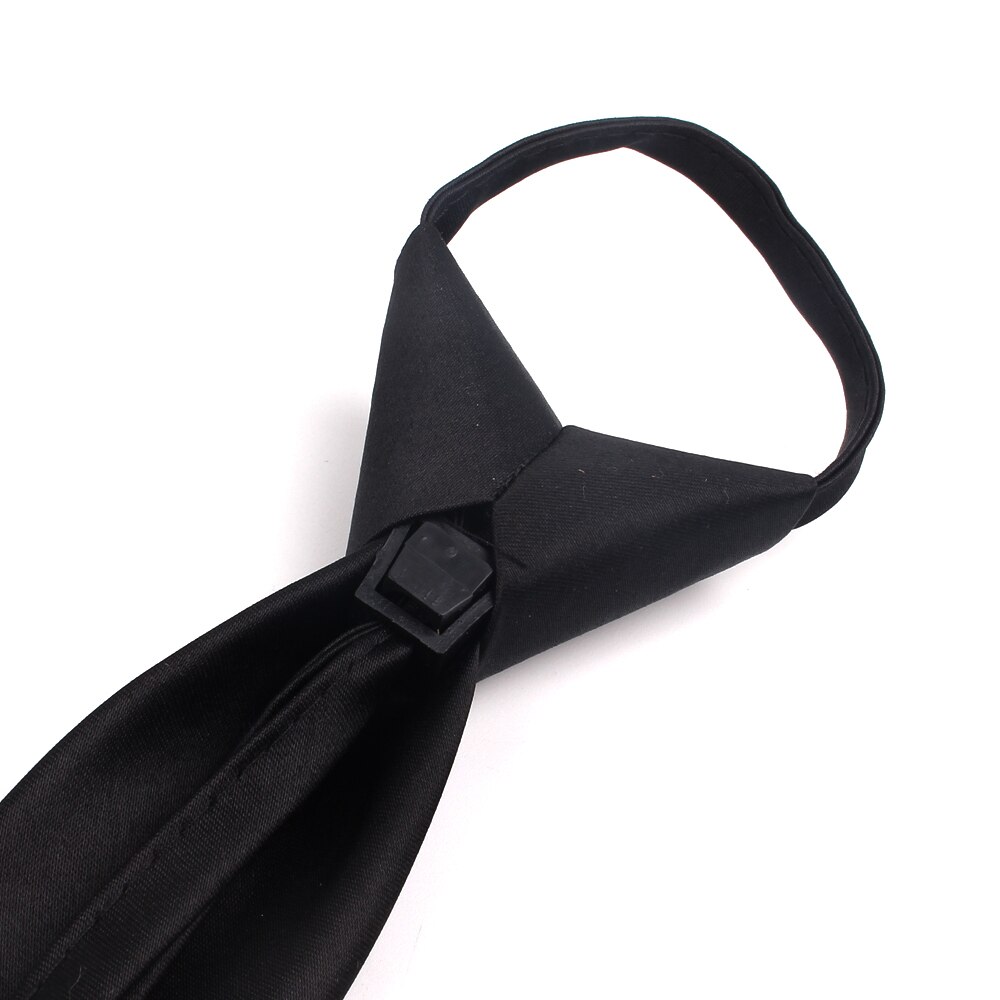 Cravate de cou à fermeture éclair noire brodée de dessin animé pour hommes et femmes, costumes pour garçons, cravate mince pour hommes, cravate de personne paresseuse Simple