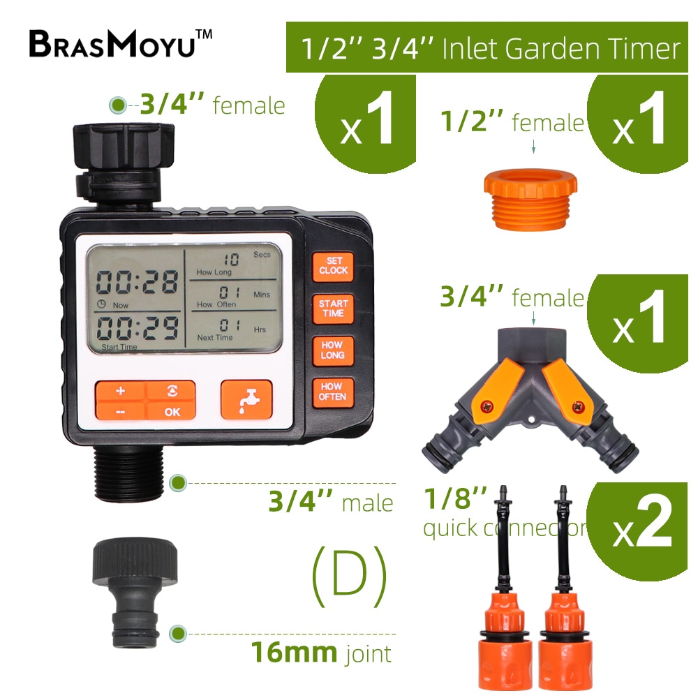 BRASMOYU Electronic Sprinkler Timer Gardens Hose Outdoor Waterproof Automatic System Valve Programmable Controller Irrigation: D