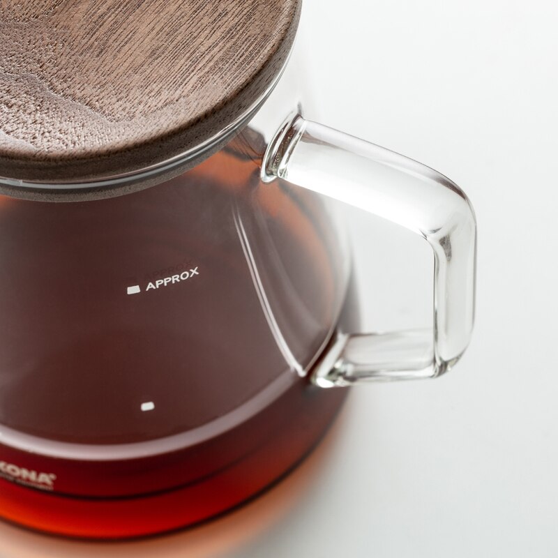 Cafetera KONA, servidor de vidrio resistente al calor y cubierta de nogal, 360ml/600ml, fermentación manual, se puede utilizar con 101/102 goteros y gotero de onda