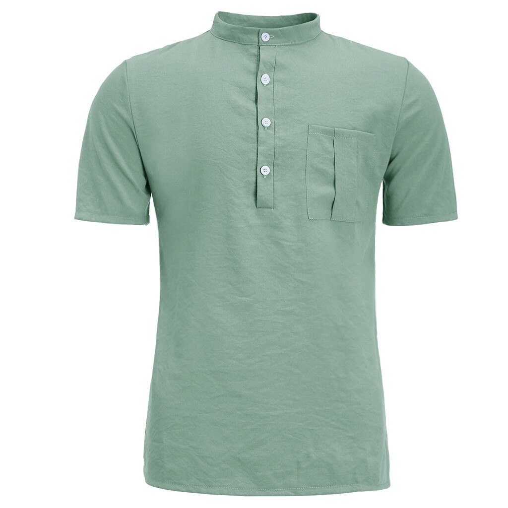 Jaycosin herre skjorte plus størrelse massiv hamp knap korte ærmer herre skjorter sommer bluse top skjorte herre camisa masculina 19 jul 9