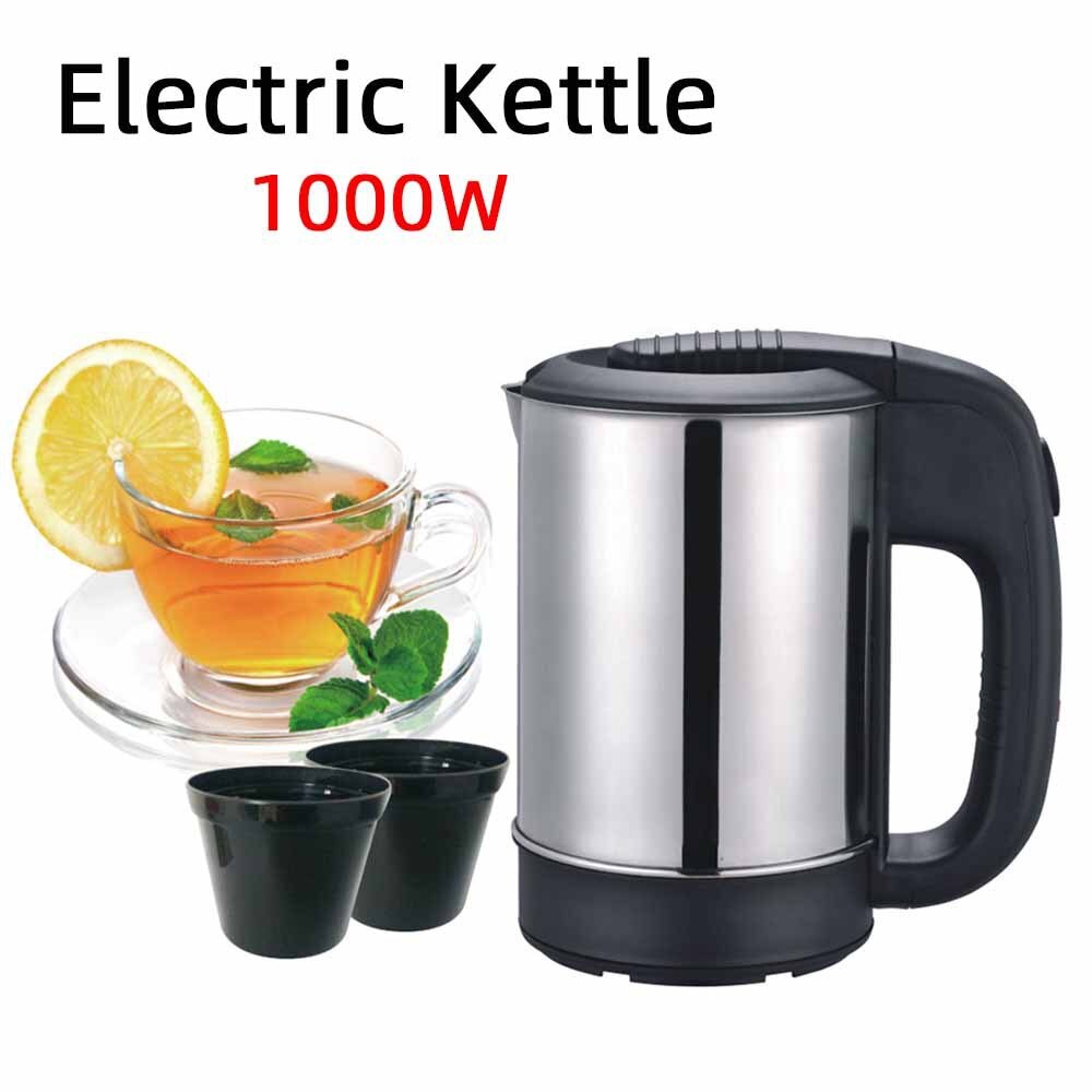 Kitchen 0.5L Mini Electric Kettle Tea Coffee Stainless Steel 1000W Portable Travel Water Boiler Pot for Hotel Family Trip