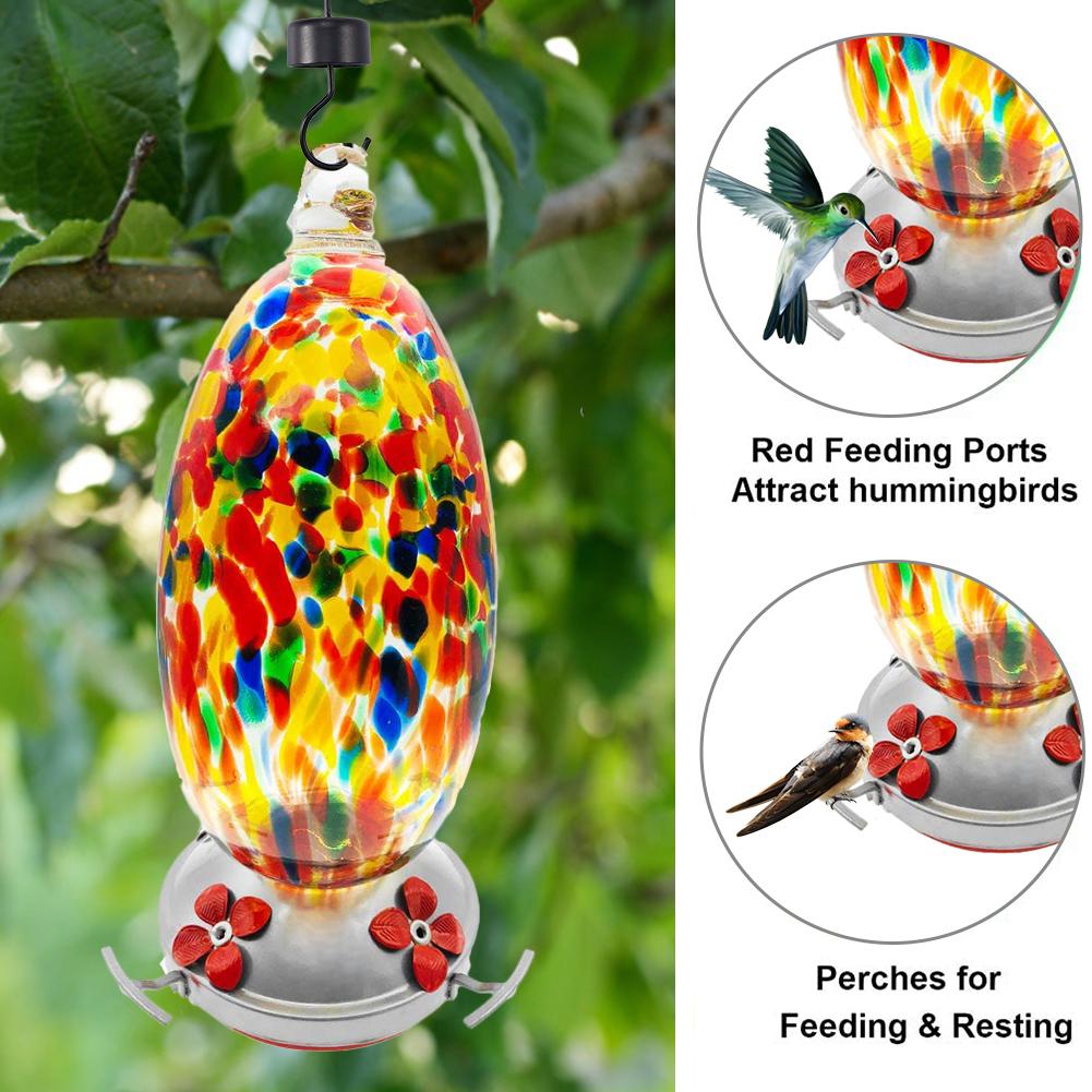 Newest Bird Feeder Hummingbird Feeder Bird Perch for Outdoors Patio Hand Blown Glass Hummingbird Feeder